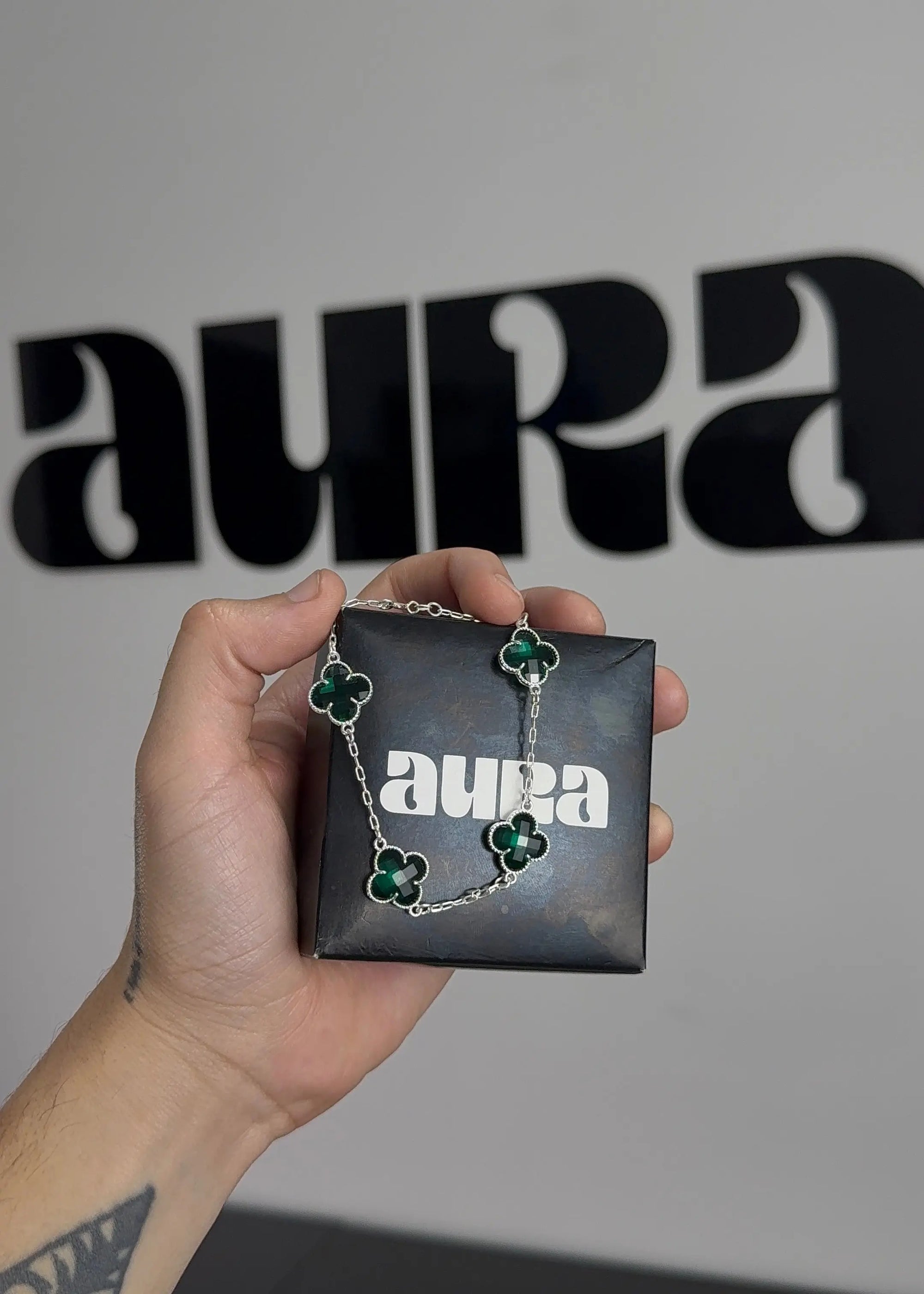 Pulseira 4 Trevos Verde (Prata 925) AuraLuxury