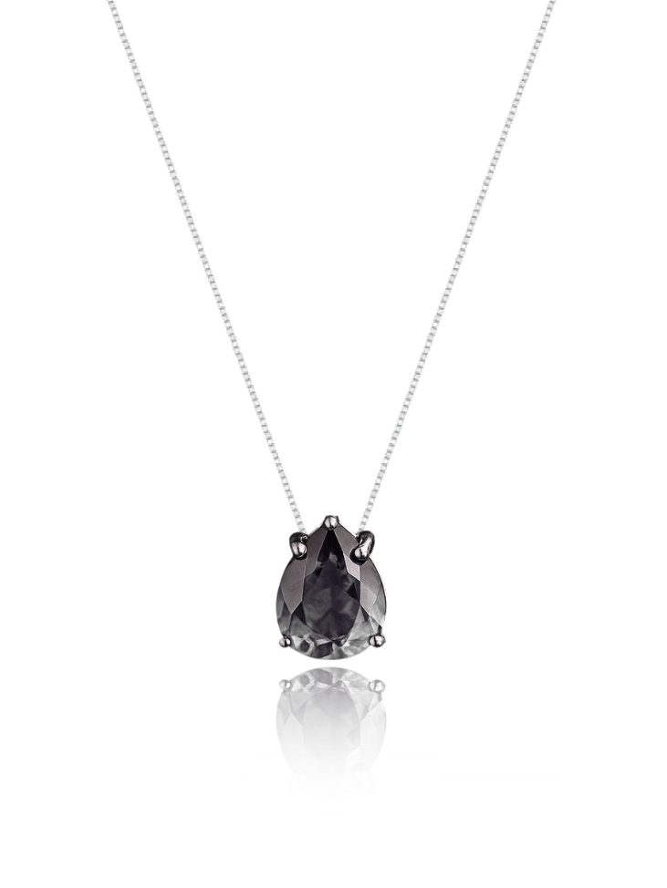 Colar Veneziana Ponto De Luz Gota Cristal - Transparente (Prata 925)