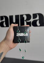 Colar 7 Trevos Verde (Prata 925) AuraLuxury