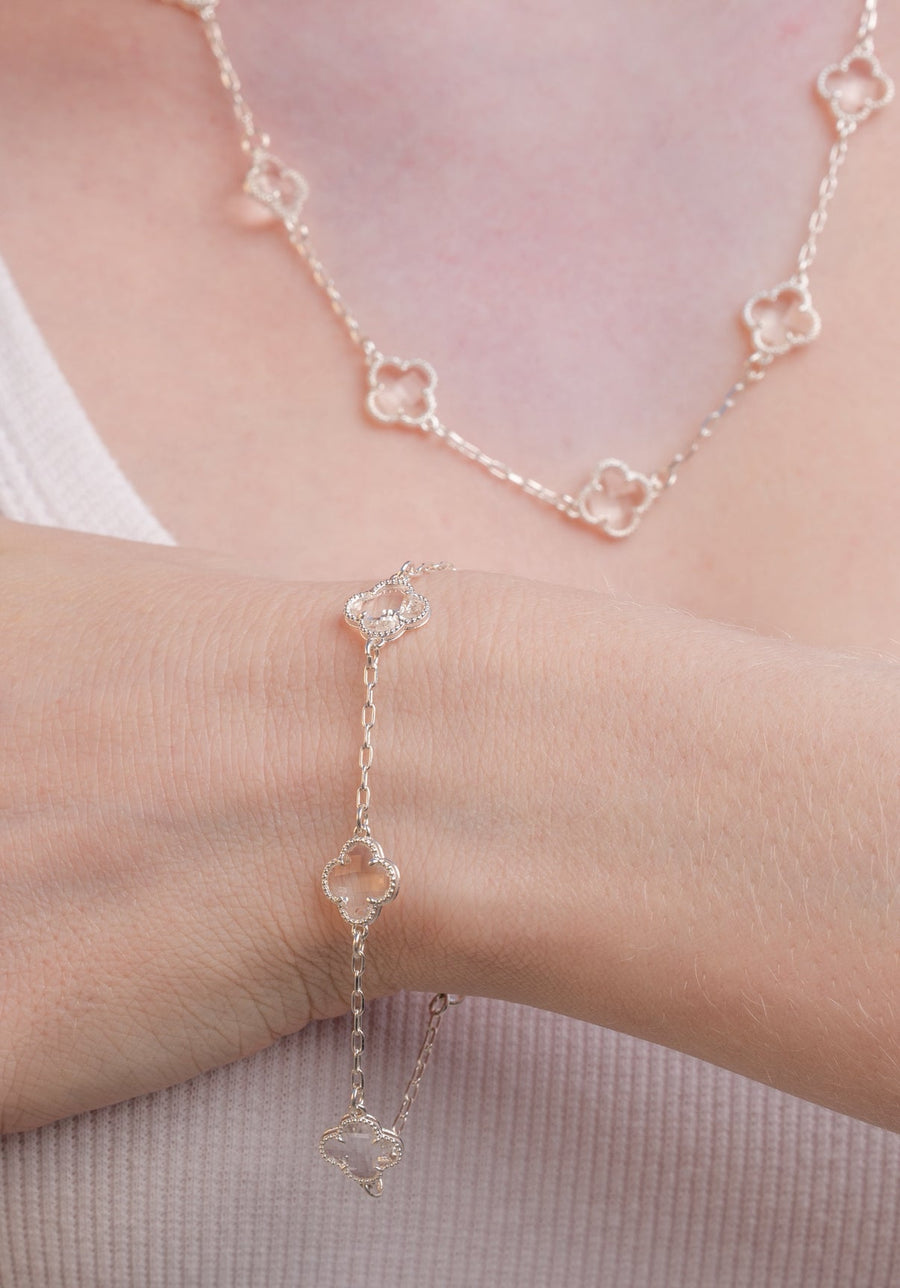 Pulseira 4 Trevos Cristal (Prata 925)