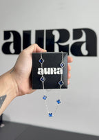 Colar 7 Trevos Azul (Prata 925) AuraLuxury