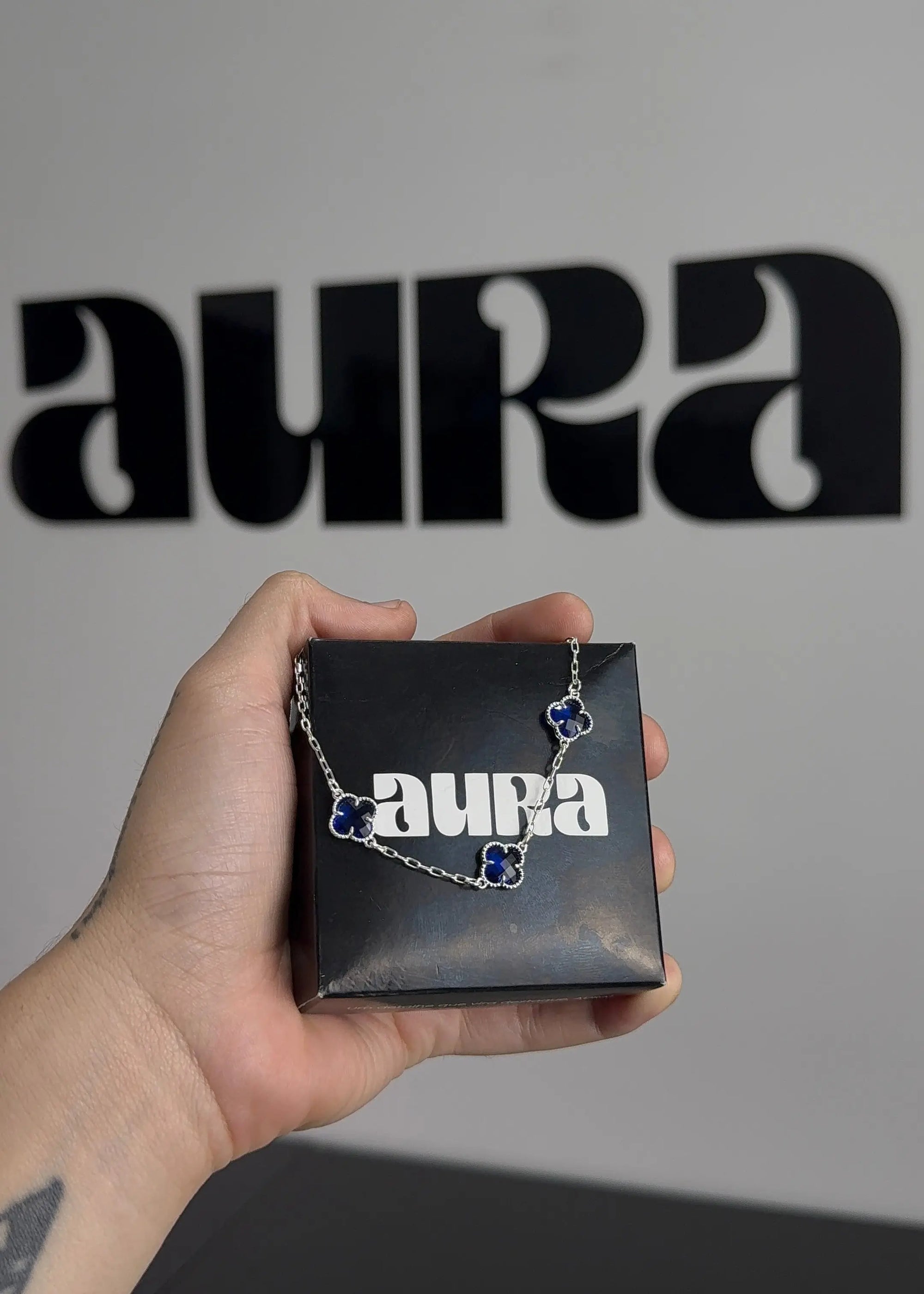 Pulseira 3 Trevos Azul (Prata 925) AuraLuxury