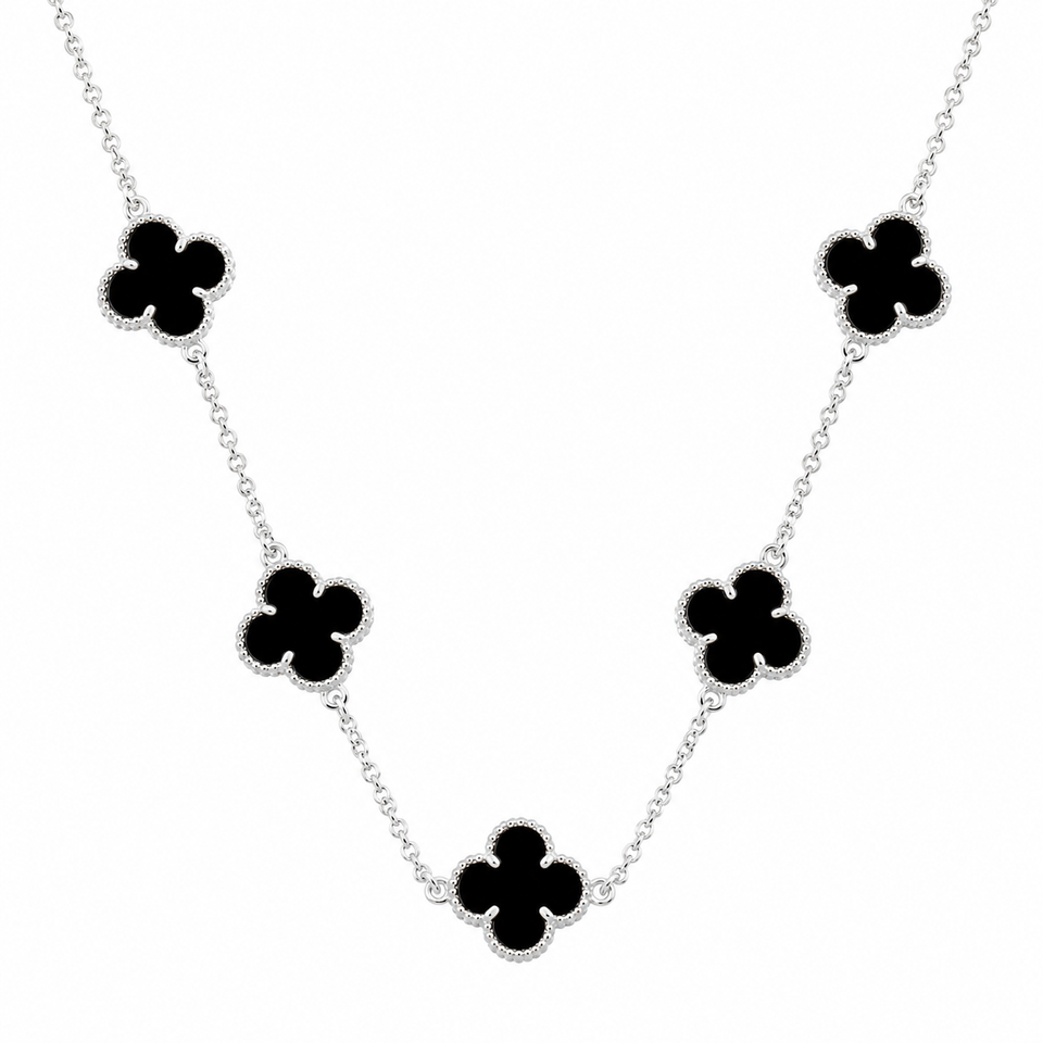 Colar 5 Trevos Preto