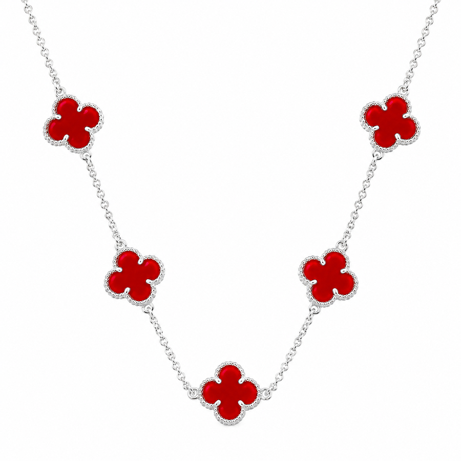 Colar 5 Trevos Vermelho