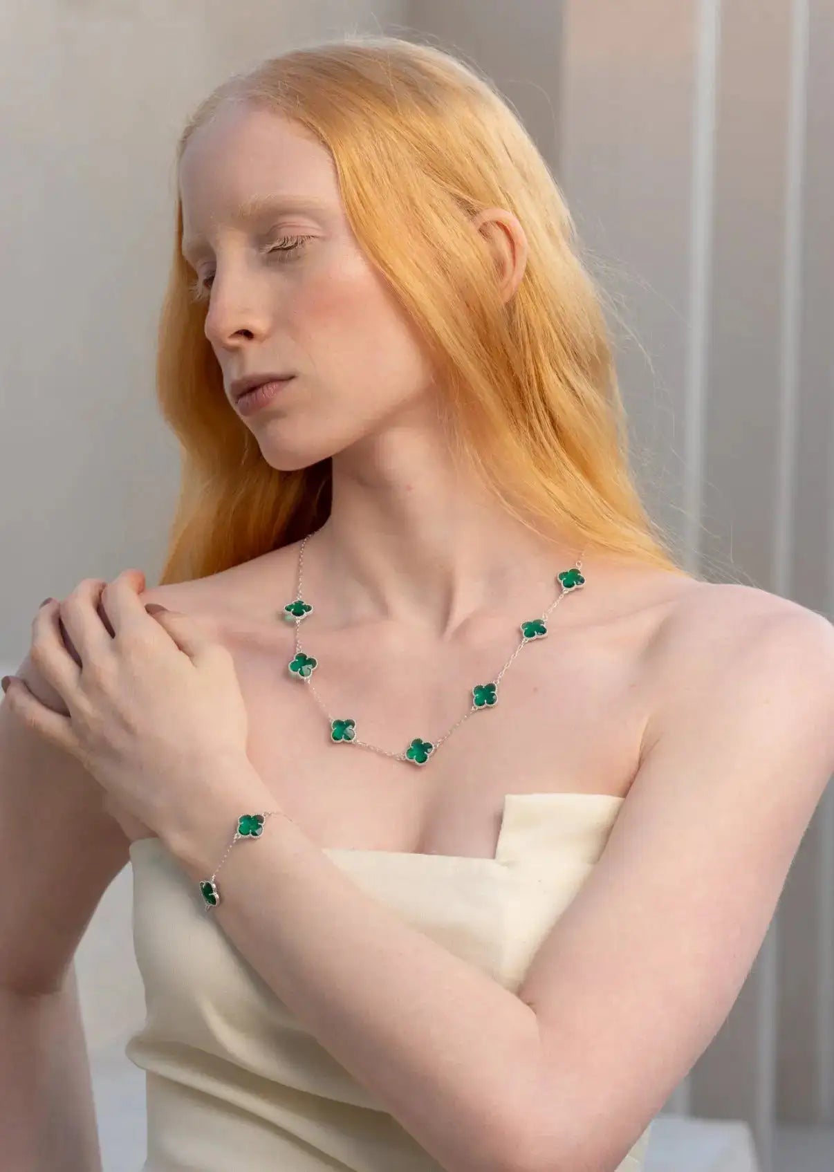 Colar 7 Trevos Verde (Prata 925) AuraLuxury