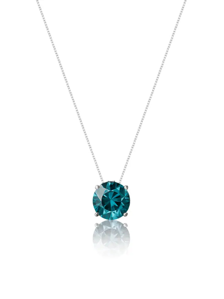 Colar Veneziana Ponto De Luz Cristal - Azul (Prata 925)