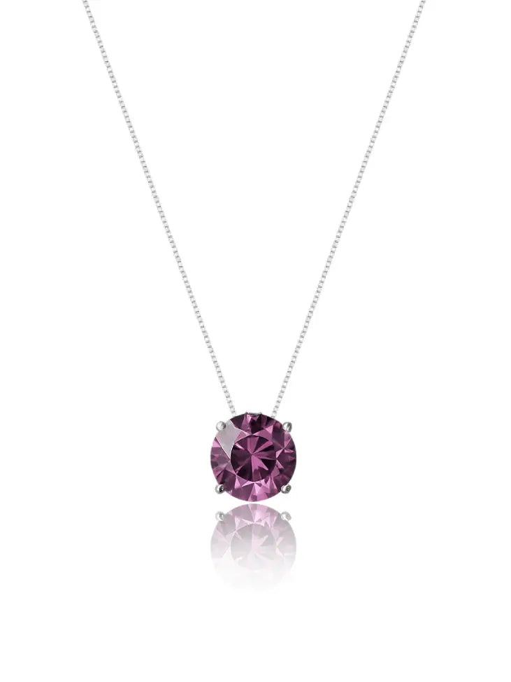 Colar Veneziana Ponto De Luz Cristal - Rosa (Prata 925)