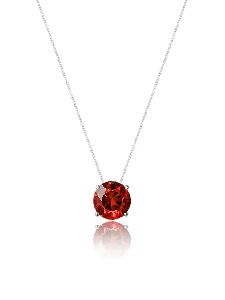 Colar Veneziana Ponto De Luz Cristal - Vermelho (Prata 925)