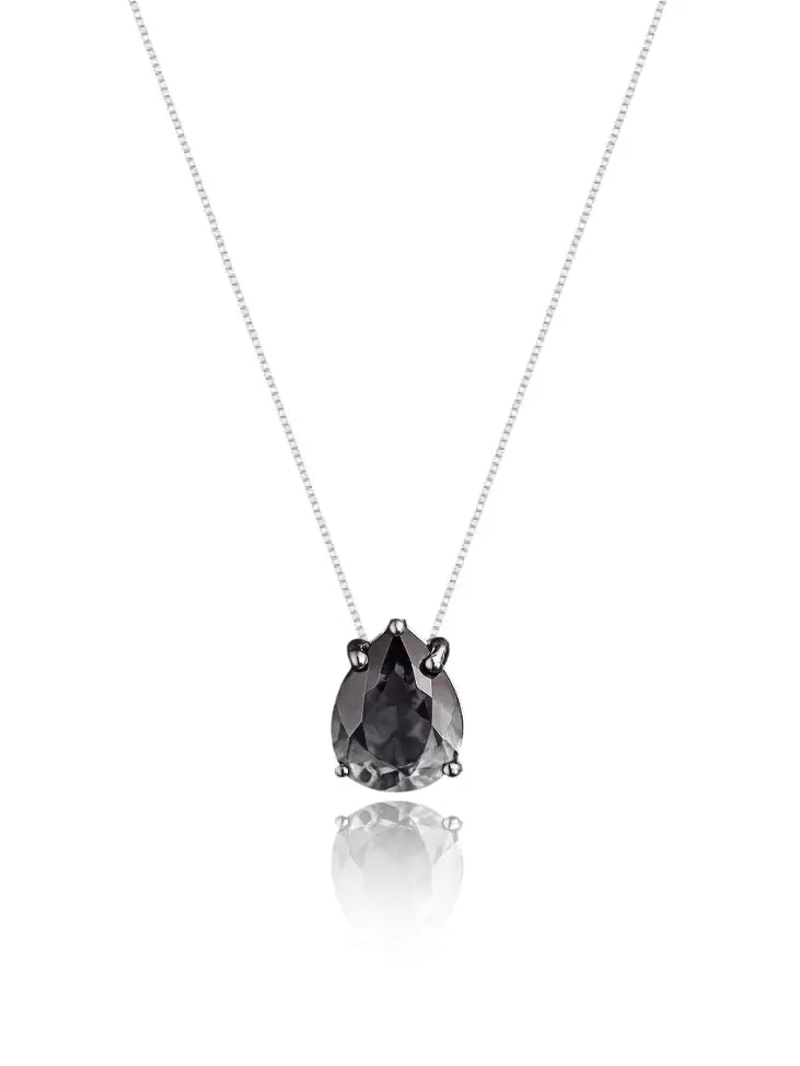 Colar Veneziana Ponto De Luz Gota Cristal - Transparente (Prata 925)