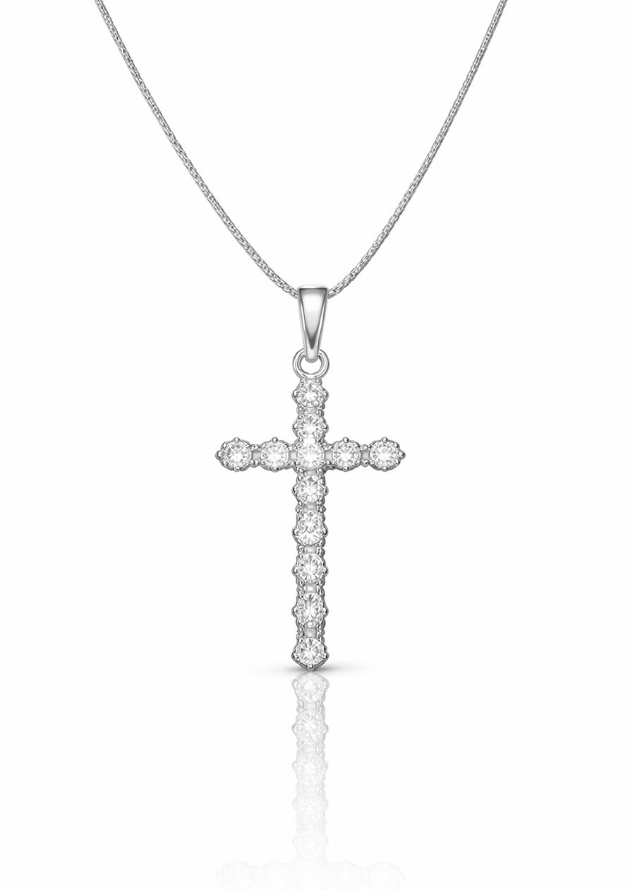 Colar Veneziana Crucifixo Cravejado (Prata 925)