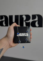 Colar 5 Trevos Azul (Prata 925) AuraLuxury