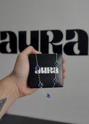 Colar 5 Trevos Azul (Prata 925)