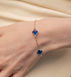 Pulseira 4 Trevos Azul (Prata 925)