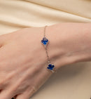 Pulseira 4 Trevos Azul (Prata 925)