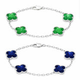 KIT Pulseiras Trevo Verde + Azul (Prata 925)