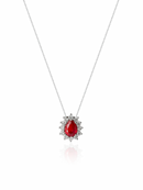 Colar Gargantilha, Gota Vermelho Cravejada (Prata 925)