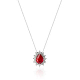 Colar Gargantilha, Gota Vermelho Cravejada (Prata 925)