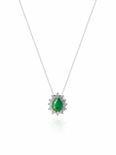 Colar Gargantilha, Gota Verde Cravejada (Prata 925)