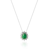 Colar Gargantilha, Gota Verde Cravejada (Prata 925)