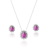 KIT Colar + Brinco, Gota Rose Cravejada (Prata 925)