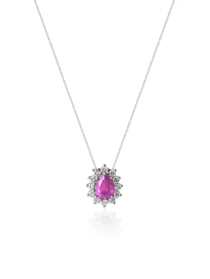 Colar Gargantilha, Gota Rose Cravejada (Prata 925) AuraLuxury