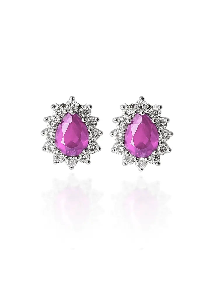 Brinco Gota Rose Cravejada (Prata 925) Minha loja