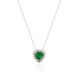Colar Gargantilha, Coração Verde Cravejada (Prata 925)