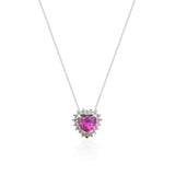 Colar Gargantilha, Coração Rose Cravejada (Prata 925)