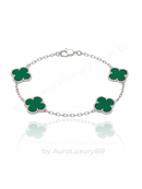 Pulseira 4 Trevos Verde (Prata 925)