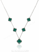 Colar 5 Trevos Verde (Prata 925)