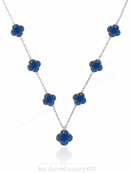 Colar 7 Trevos Azul (Prata 925)