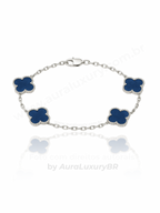 Pulseira 4 Trevos Azul (Prata 925)