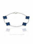 Pulseira 4 Trevos Azul (Prata 925)