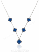 Colar 5 Trevos Azul (Prata 925)