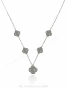 Colar 5 Trevos Cristal (Prata 925)