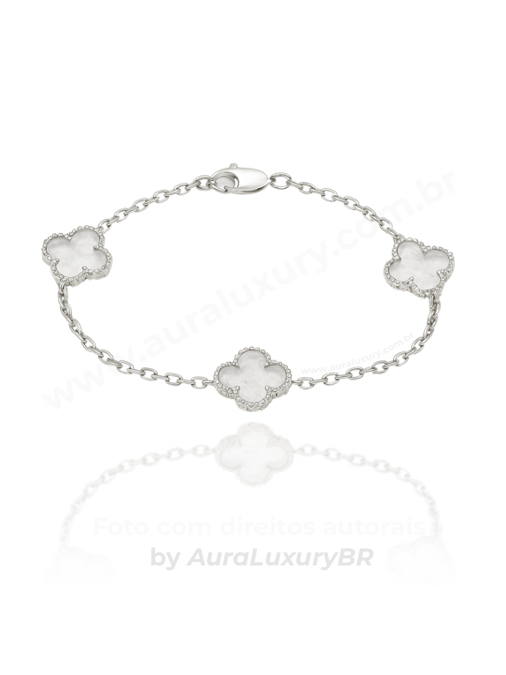 Pulseira 3 Trevos Cristal (Prata 925)