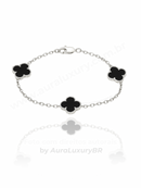 Pulseira 3 Trevos Preto (Prata 925)
