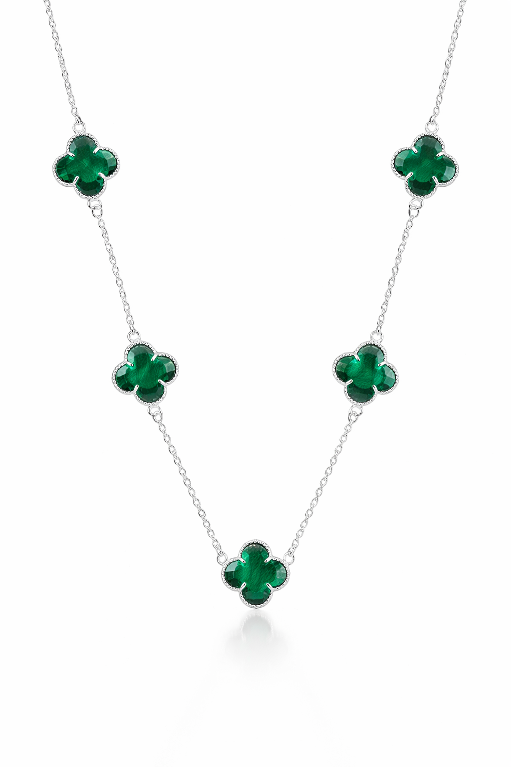 Colar 5 Trevos Verde em prata 925 legítima — AuraLuxury