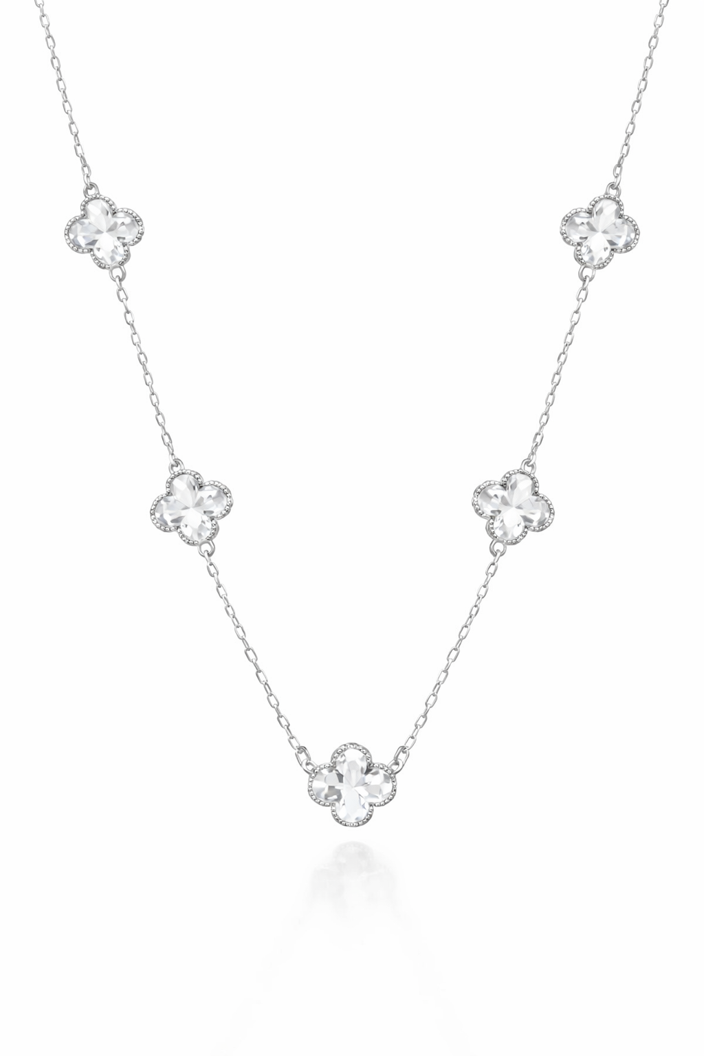 Colar 5 Trevos Cristal em prata 925