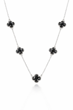 Colar 5 Trevos Preto (Prata 925)