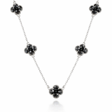 Colar 5 Trevos Preto (Prata 925)
