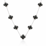 Colar 7 Trevos Preto (Prata 925)