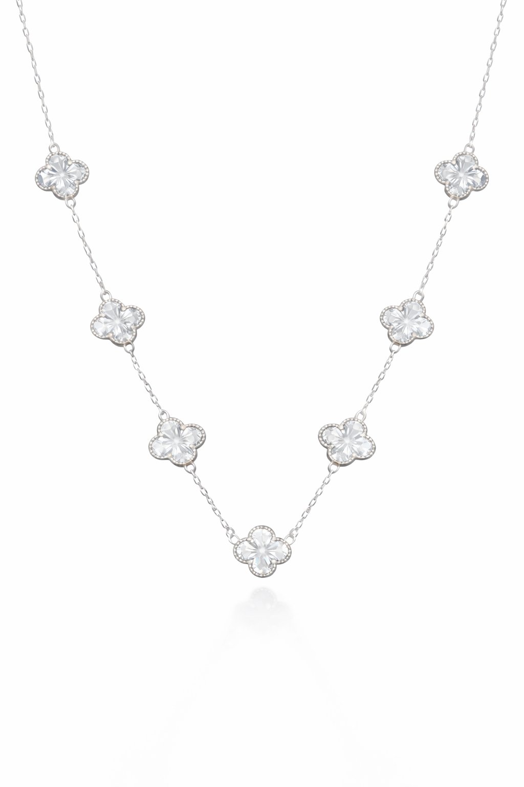 Colar 7 Trevos Cristal (Prata 925)