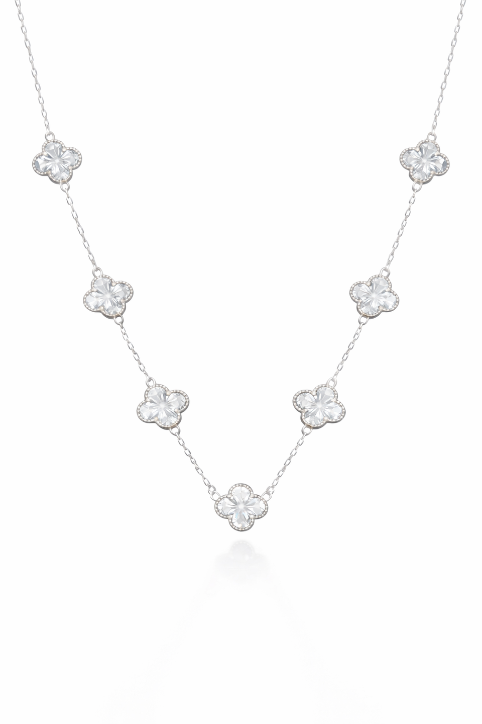 Colar 7 Trevos Cristal (Prata 925)