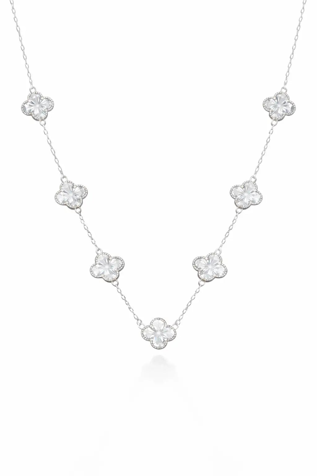 Colar 7 Trevos Cristal (Prata 925)