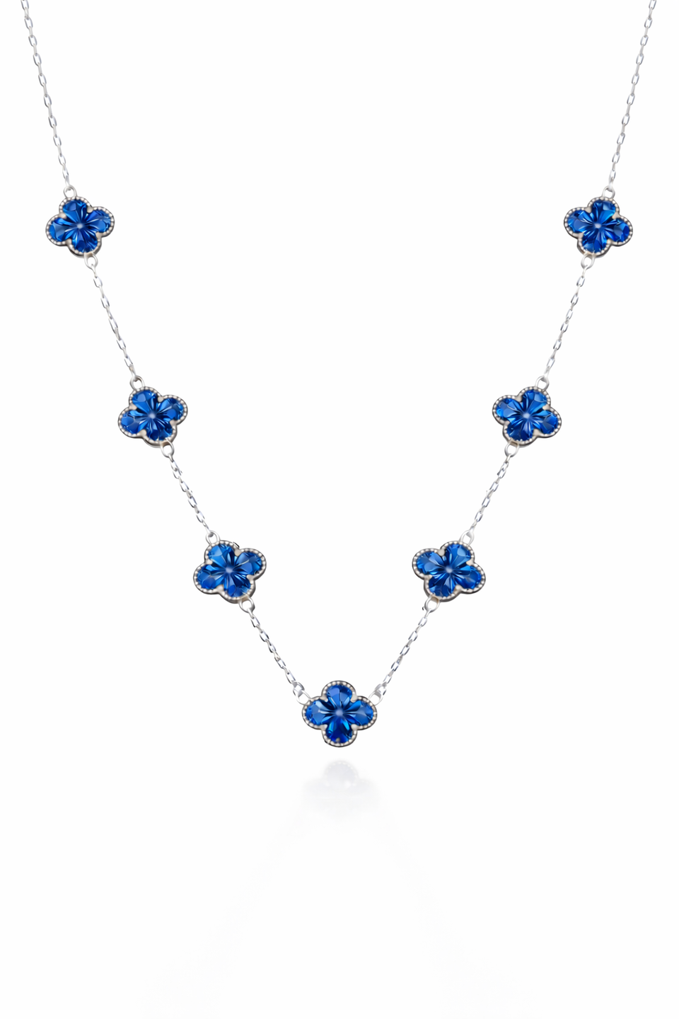 Colar 7 Trevos Azul (Prata 925)