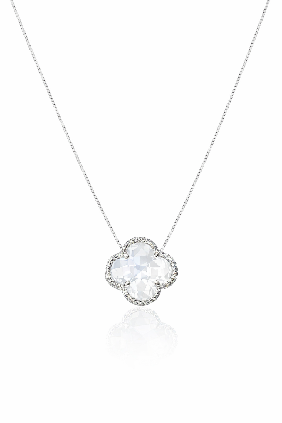Colar Gargantilha Trevo Cristal (Prata 925)