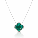 Colar Gargantilha Trevo Verde (Prata 925)