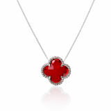Colar Gargantilha Trevo Vermelho (Prata 925)