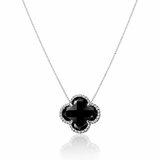 Colar Gargantilha Trevo Preto (Prata 925)